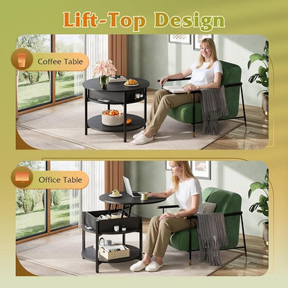 WLIVE Round Lift Top Coffee Table - Image 4