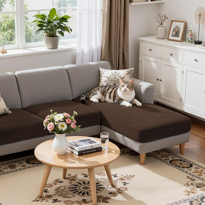 Hokway Chaise Cover and Couch Cushion Covers Set, Separate Sectional Sofa - Image 3