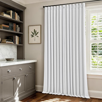 Snow White Pleated Linen 100% Blackout Curtains 80 Inches Long | Pinch Pleat - Image 8