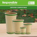 Certified Compostable 20 oz Paper Cups, Cold ＆ Hot Coffee Cups, Disposable Paper Cups, Extra Strength Disposable Cups, Made without PFAS (50 count)