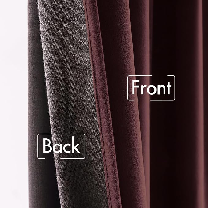 MIULEE Velvet Curtains 52x108 inches 2 Panels Ruby Wine Blackout Curtains | - Image 6