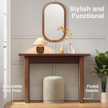 AVZEAR Mid Century Narrow Entryway Console Table, 43.3" Fluted Wood Couch Table - Image 6