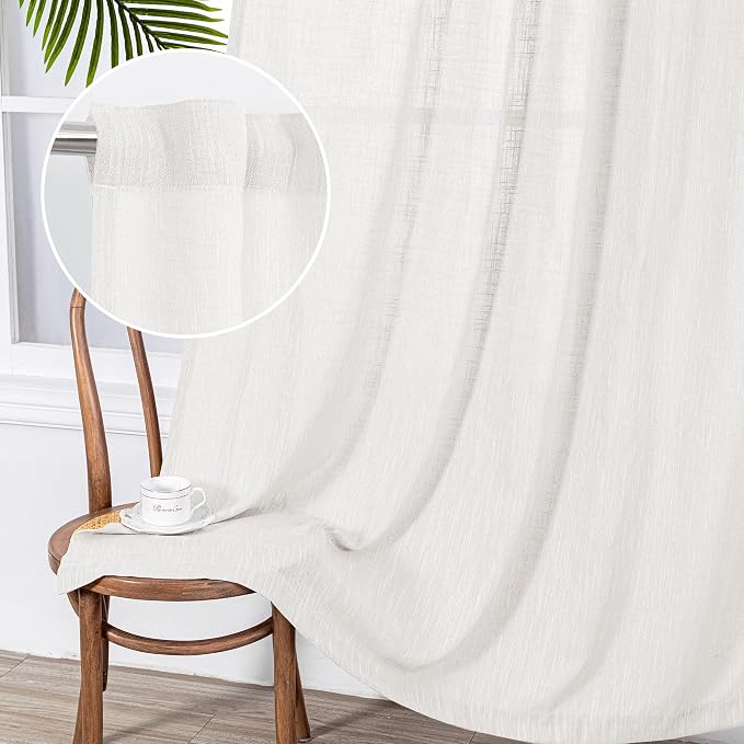 MYSKY HOME Curtains 63 Inch Length 2 Panels, Boho Curtains Sheer Light Soften - Image 9
