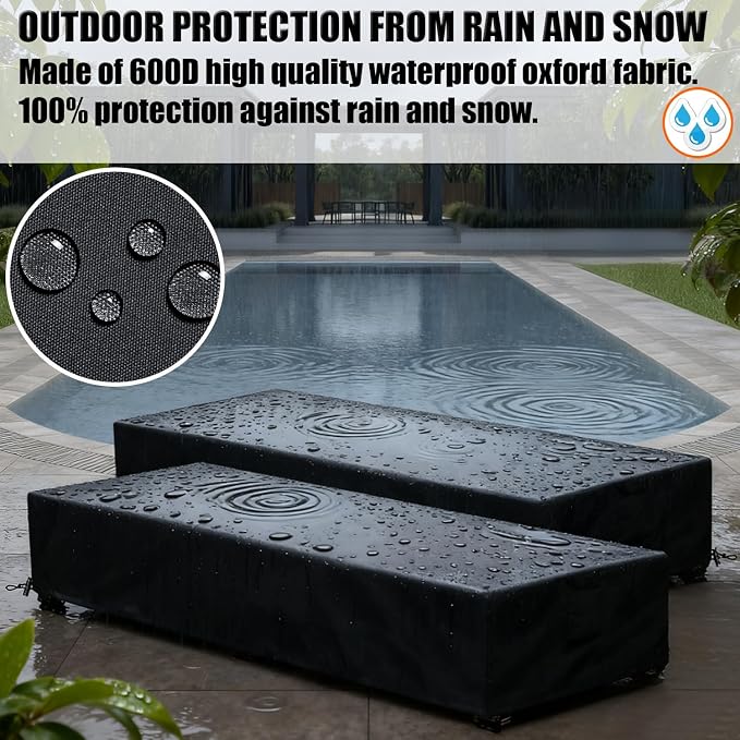 Patio Lounge Chair Covers 4 Pack Waterproof Outdoor chaise lounge cover 80" x - Image 5