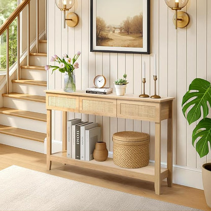 Karl home Console Table, Rattan Entryway Table - Image 5