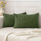 MIULEE Lumbar Corduroy Decorative Throw Pillow Covers 12x20 Moss Green | Pack by MIULEE