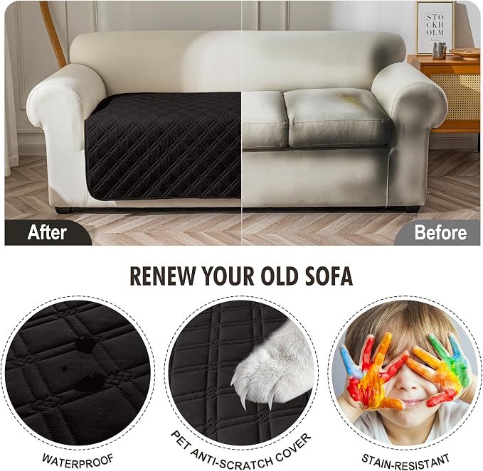 Genina Waterproof Couch Cover, Washable Anti-Slip 51 inch Loveseat Sofa Covers - Image 4