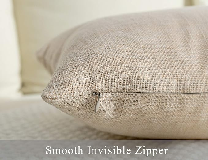 Stellhome Pack of 2 Burlap Throw Pillow Covers Farmhouse Linen Cushion Covers - Image 4