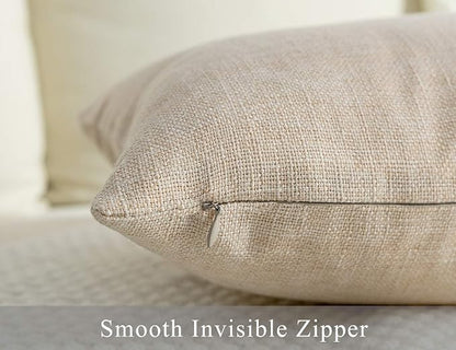 Stellhome Pack of 2 Burlap Throw Pillow Covers Farmhouse Linen Cushion Covers - Image 4