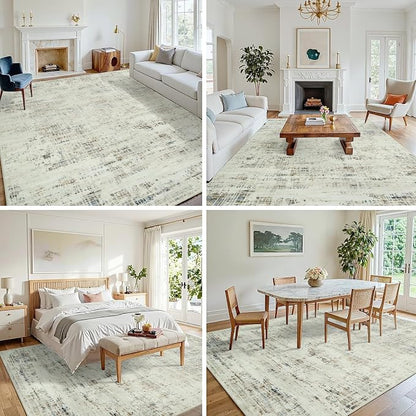 6x9 Washable Area Rug for Living Room Bedroom: Non-Slip Modern Gray White | - Image 3