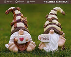 2PCS Coffee Gnomes Figurines Home Christmas Decoration Fall Gnomes Coffee Bar Accessories Decor Elfs Statue Cute Resin Housewarming Gifts for Women Tiered Tray Table Ornament,Sit 4.7H
