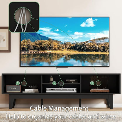 Fluted TV Stand for 55 65 Inch TV, Mid Century Modern Entertainment Center - Image 3