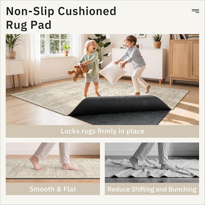 Soalmost 6x9 Non Slip Rug Pads, 1/4" Thick Felt Cushioned Rug Gripper Pad | - Image 3