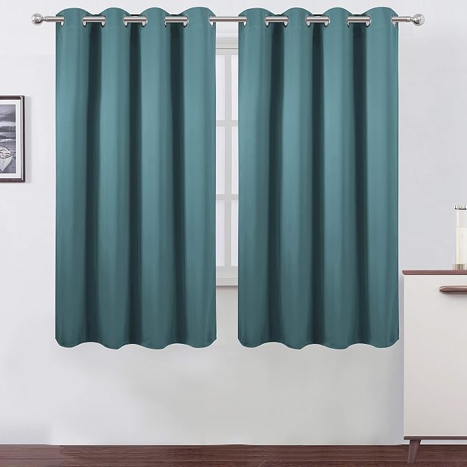 Sea Teal Thermal Blackout Curtains/52 x 72 Inch/Set of 2 Panels Room Darkening by Lemomo