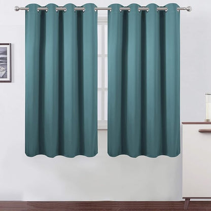 Sea Teal Thermal Blackout Curtains/52 x 72 Inch/Set of 2 Panels Room Darkening by Lemomo