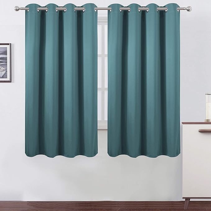 Sea Teal Thermal Blackout Curtains/52 x 63 Inch/Set of 2 Panels Room Darkening by Lemomo