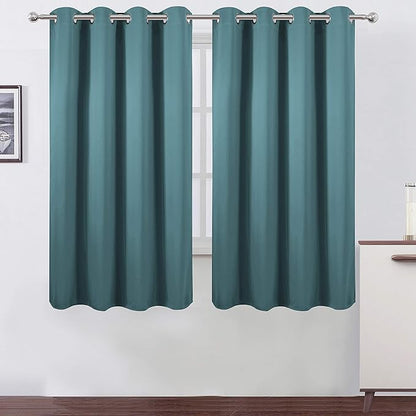 Sea Teal Thermal Blackout Curtains/52 x 63 Inch/Set of 2 Panels Room Darkening by Lemomo