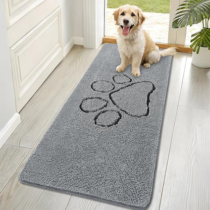 OLANLY Dog Door Mat for Muddy Paws 70x32, Paw Print Design Chenille Mud Mat | by OLANLY