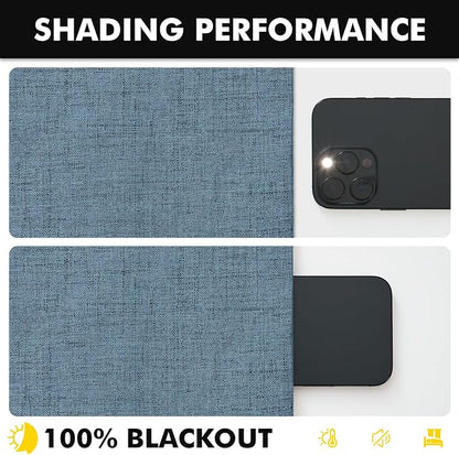MIULEE 100% Blackout Linen Curtains 42 x 84 Inch Stone Blue 2 Panels | Thermal - Image 7
