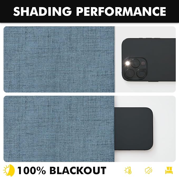 MIULEE 100% Blackout Linen Curtains 42 x 90 Inch Stone Blue 2 Panels | Thermal - Image 7