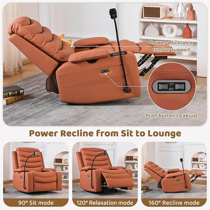 Olela Power Glider Recliner Nursery Chair, PU Leather Swivel Rocking Chair - Image 4