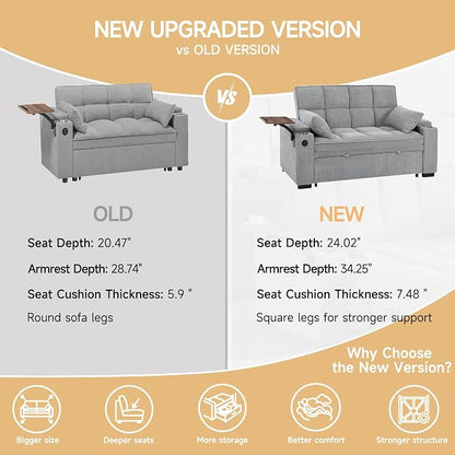 Auvsoce 65'' Chaise Lounge Chair Indoor, 3-in-1 Convertible Sofa Bed - Image 6
