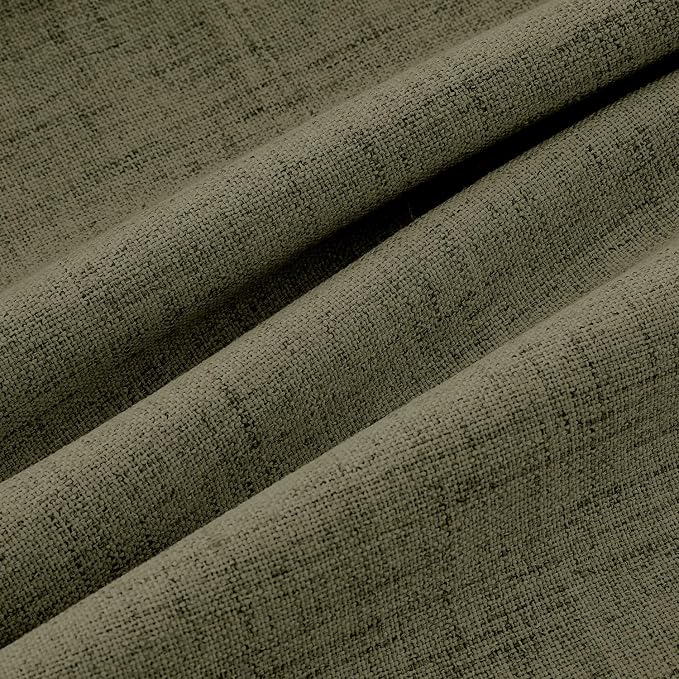 MIULEE 100% Blackout Linen Curtains 42 x 84 Inch Light Olive Green 2 Panels | - Image 9