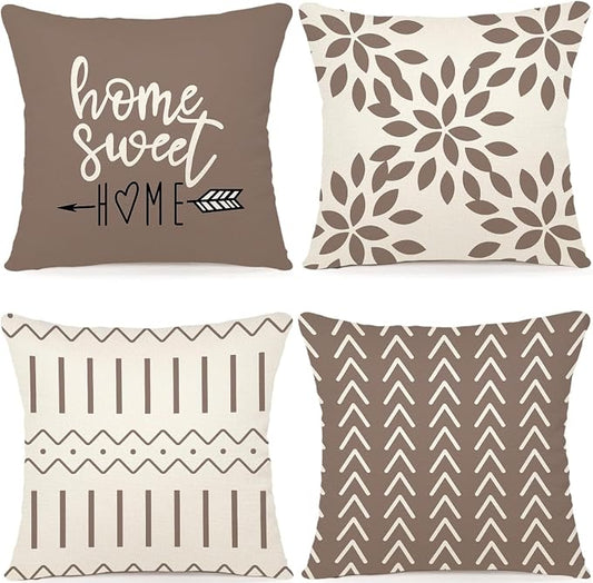 YCOLL Pillow Covers 18x18 Set of 4, Modern Sofa Throw Pillow Cover, Decorative by PillowCoversExpert