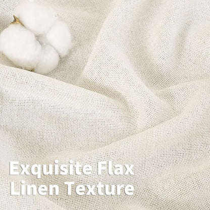 YoungsTex Ivory Linen Curtains 52X80 Inch Length 2 Panels - Image 4