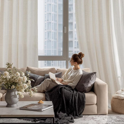 RYB HOME Sheer Curtains 108 inches, Extra Long Floor to Ceiling Curtains | - Image 6