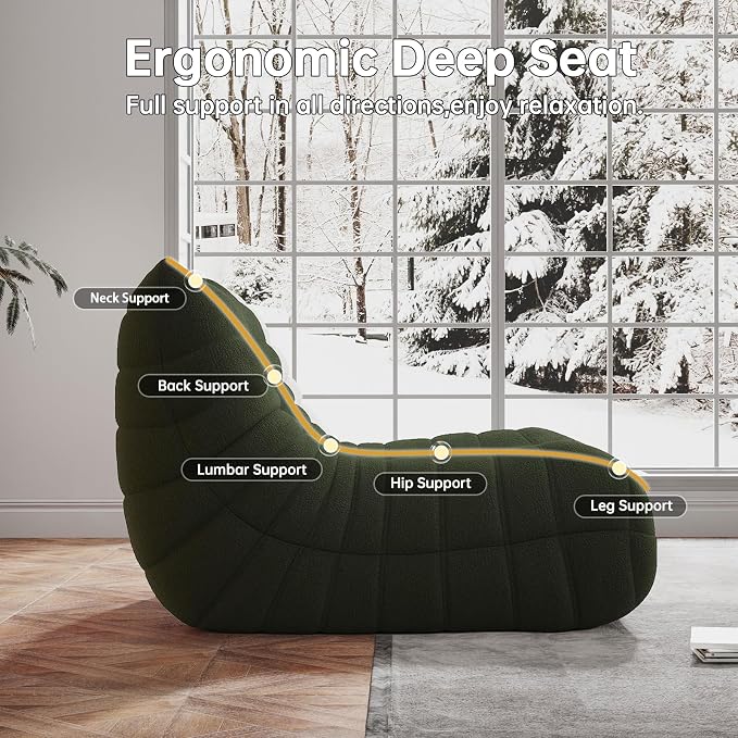 Memory Foam Bean Bag Chair for Adults, Teddy Material Beanbag Sofa - Image 5