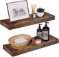 Rustic Brown Floating Shelves for Wall，24in Wall Mounted Display Ledge Shelves by INHABITUNION