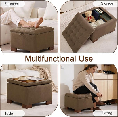 WUTUTUEE 24" Fabric Square Storage Ottoman - Image 6
