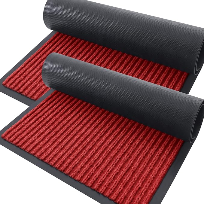 OLANLY 2-Pack Front Door Mats 71x23, Waterproof Heavy-Duty Doormats | Red by OLANLY