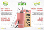 Beast 30 oz Tumbler Stainless Steel Vacuum Insulated Coffee Ice Cup Double Wall Travel Flask (Blossom Pink)