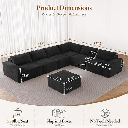 Vesgantti 143.7" Boneless Couch - Image 2