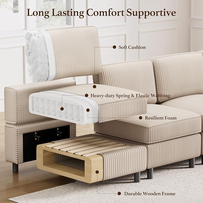 Belffin 114.2" 8 Seats Modular Sectional Sofa - Image 6