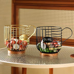 Coffee Pod Holder,Bar Accessories - Espresso Pod Holder - Large Capacity Black Wire Coffee Basket With Wooden Base