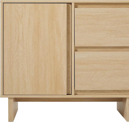 Walker Edison Modern Beveled 2-Door, 2-Drawer Sideboard, 63 Inch, Coastal Oak - Image 6
