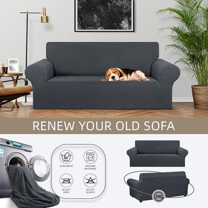 Stretch Loveseat Couch Cover, 2 Cushion Couch Slipcover, Charcoal | 1-Piece - Image 3