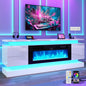 chartustriable 71IN LED TV Stands w/40 inch Fireplace Power Outlet by chartustriable