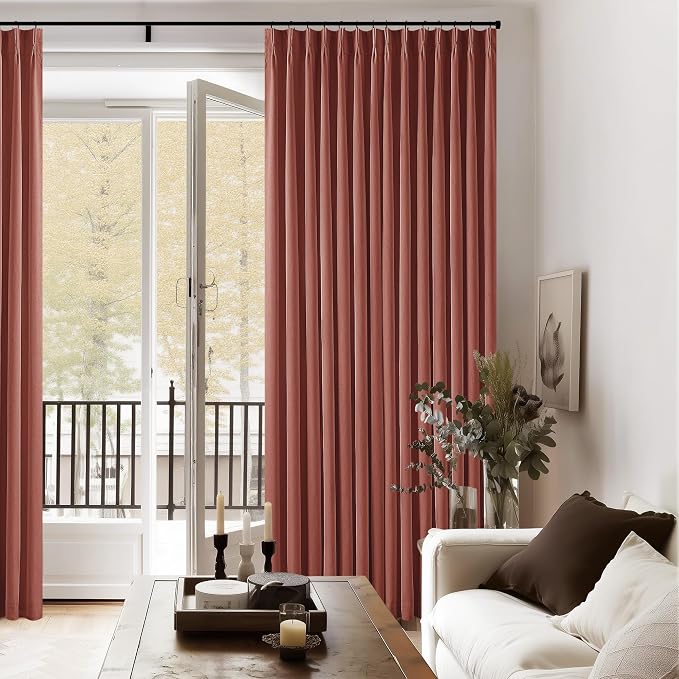 Terracotta Linen 100% Black Out 120 Inch Curtains - Image 9