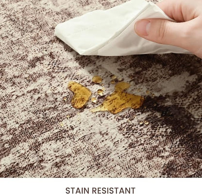 Entryway Rug 3x5 Brown Bedroom Area Rug Washable Non Slip Abstract Coffee Boho - Image 6