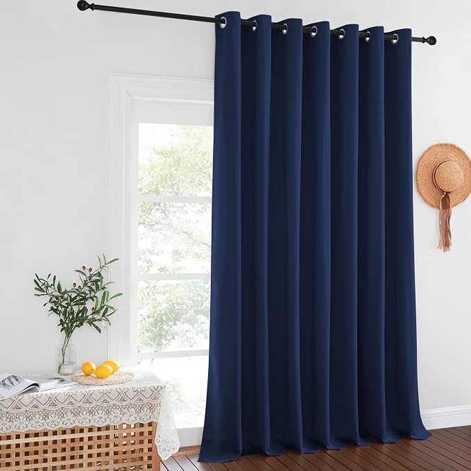 NICETOWN Navy Blue Blackout Room Divider Curtains 144 inch Length, Grommet - Image 2