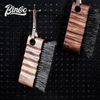 Bincoo Coffee Brush with Cleaning Cloth - Wooden Handle Cleaning Brush for Grinders, Espresso Machines & Countertops, Reusable Barista Tool with Hanging Hook for Coffee Grounds Removal