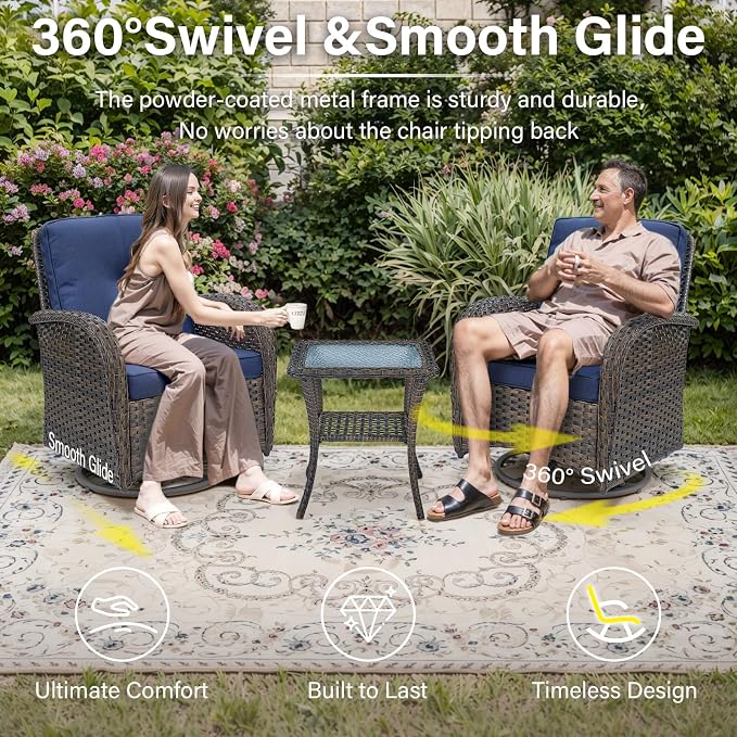Belord Patio Wicker Chairs Swivel Rocker - Image 5