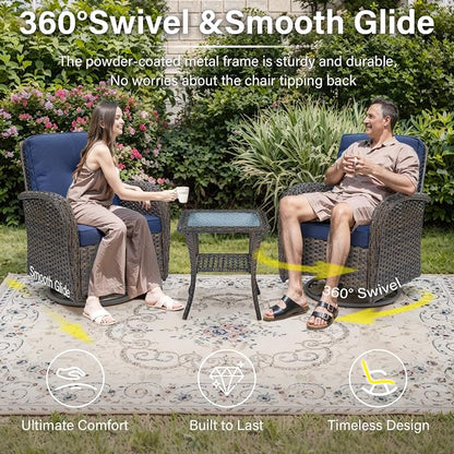 Belord Patio Wicker Chairs Swivel Rocker - Image 5