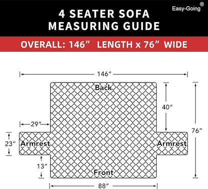Easy-Going Reversible Couch Cover, 4 Seater Sofa, XX-Large Sofa, Water - Image 7