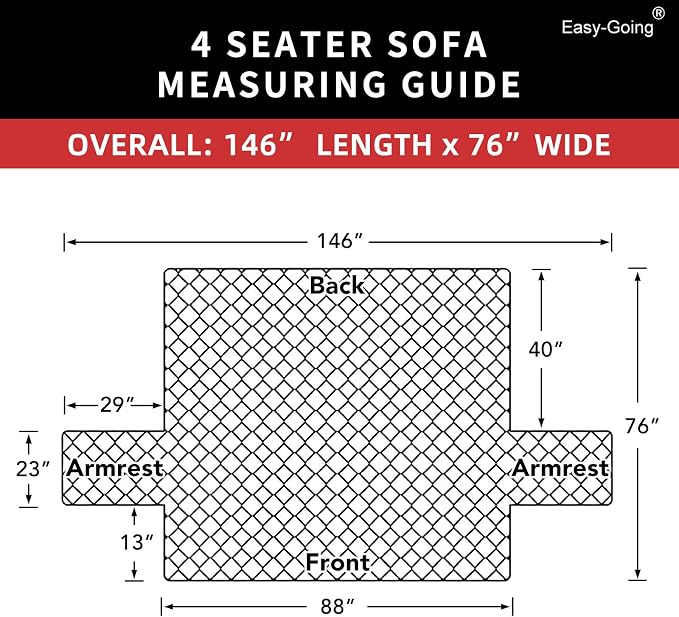 Easy-Going Reversible Couch Cover, 4 Seater Sofa, XX-Large Sofa, Water - Image 6
