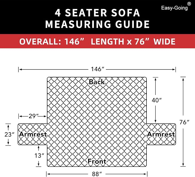 Easy-Going Reversible Couch Cover, 4 Seater Sofa, Washable Slipcover - Image 6